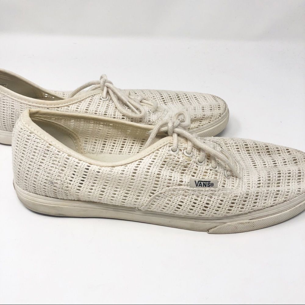 VANS | Cream Ivory Knit Lace Up Tie Sneakers Tennis Shoes Women’s Size 8 - Picture 7 of 13